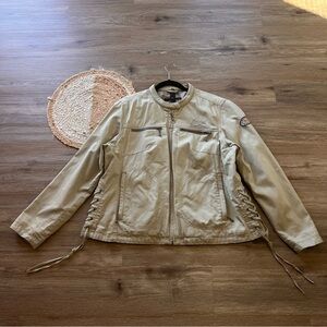 HARLEY-DAVIDSON Vtg Womens Jacket with Side Lacing Details